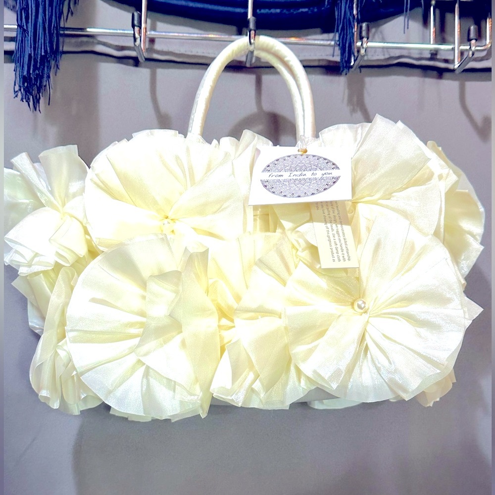 Made in India White Floral Handcrafted Purse
